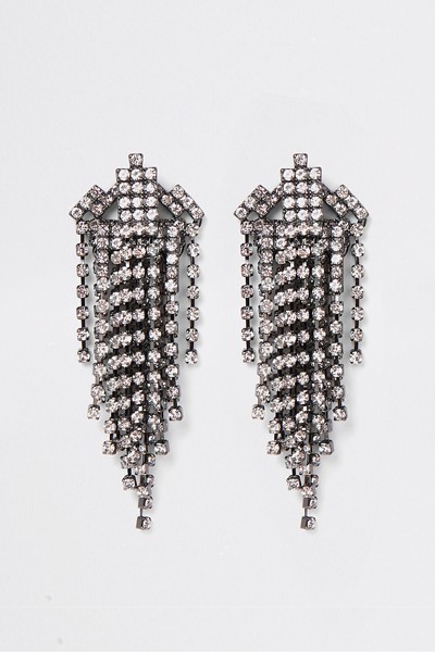 Grey Diamante Drop Earrings from River Island