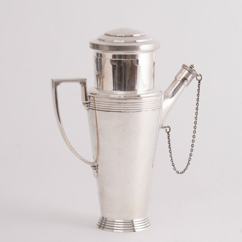 British Art Deco Silver Plate Cocktail Shaker from Keith Murray