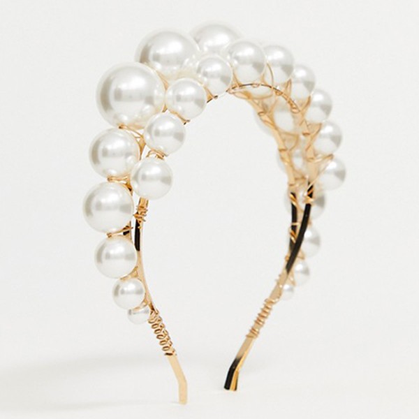 Headband With Double Row Graduating Pearls from ASOS