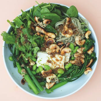 Noodle Salad, Greens, Teriyaki And Spicy Cashews