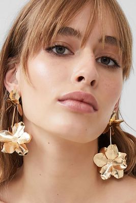 Metal Floral Drop Earrings