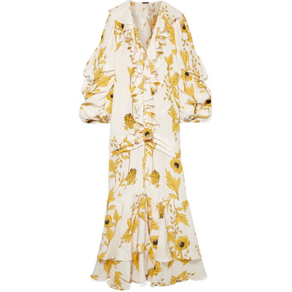 Spice Trade Ruffled Floral-Print Gown