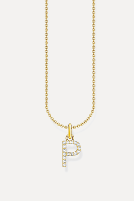Gold-Plated Necklace With Letter Pendant P & White Zirconia from Thomas Sabo
