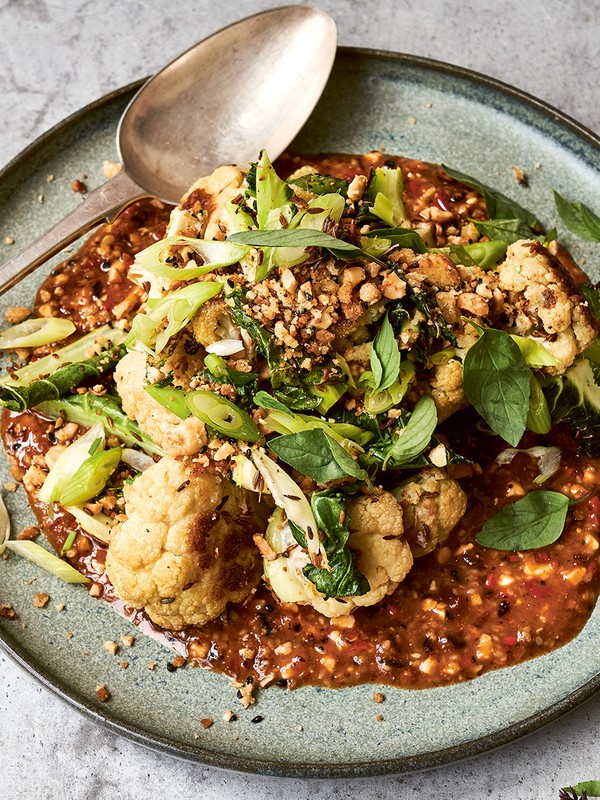 Cumin-Roasted Cauliflower With Sichaun Pepper & Peanut Dip