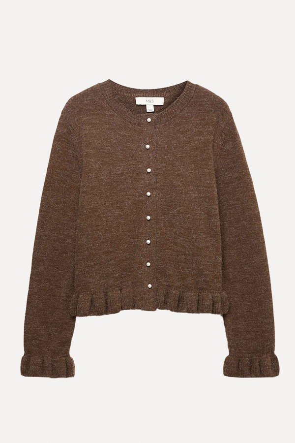 Textured Frill Detail Cardigan With Wool from  Marks & Spencer
