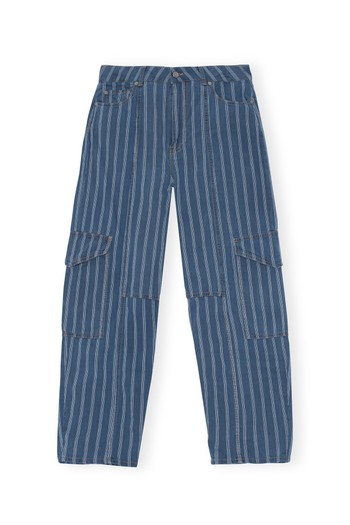 Stripe Denim Cargo Pants from Ganni