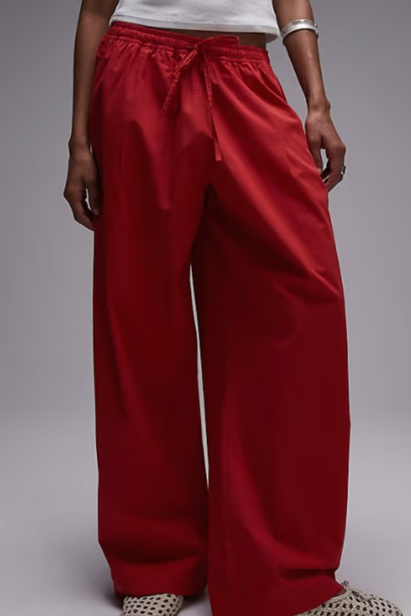 Poplin Pull On Wide Leg Trousers from Topshop