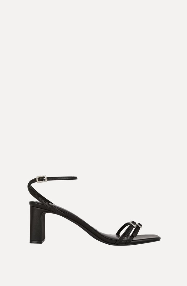 Diamanté Buckle Block Heels