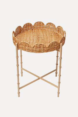 Round Scalloped Rattan Tray With Stand from Mrs. Alice