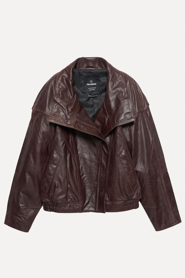 100% Leather Biker Jacket from Pull & Bear