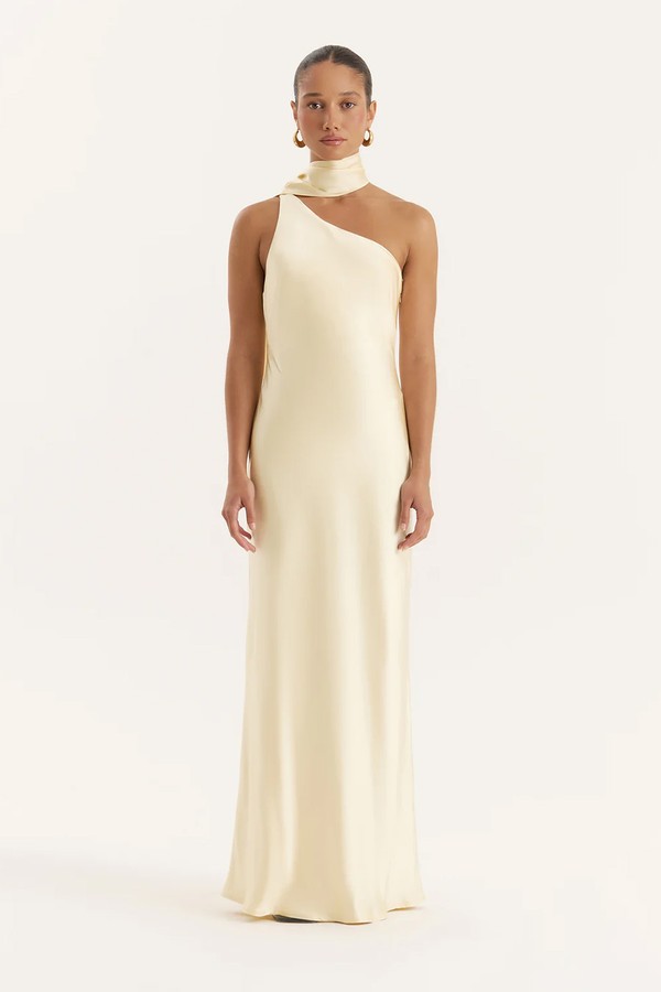 Ellen Satin One Shoulder Maxi Dress from 4th & Reckless