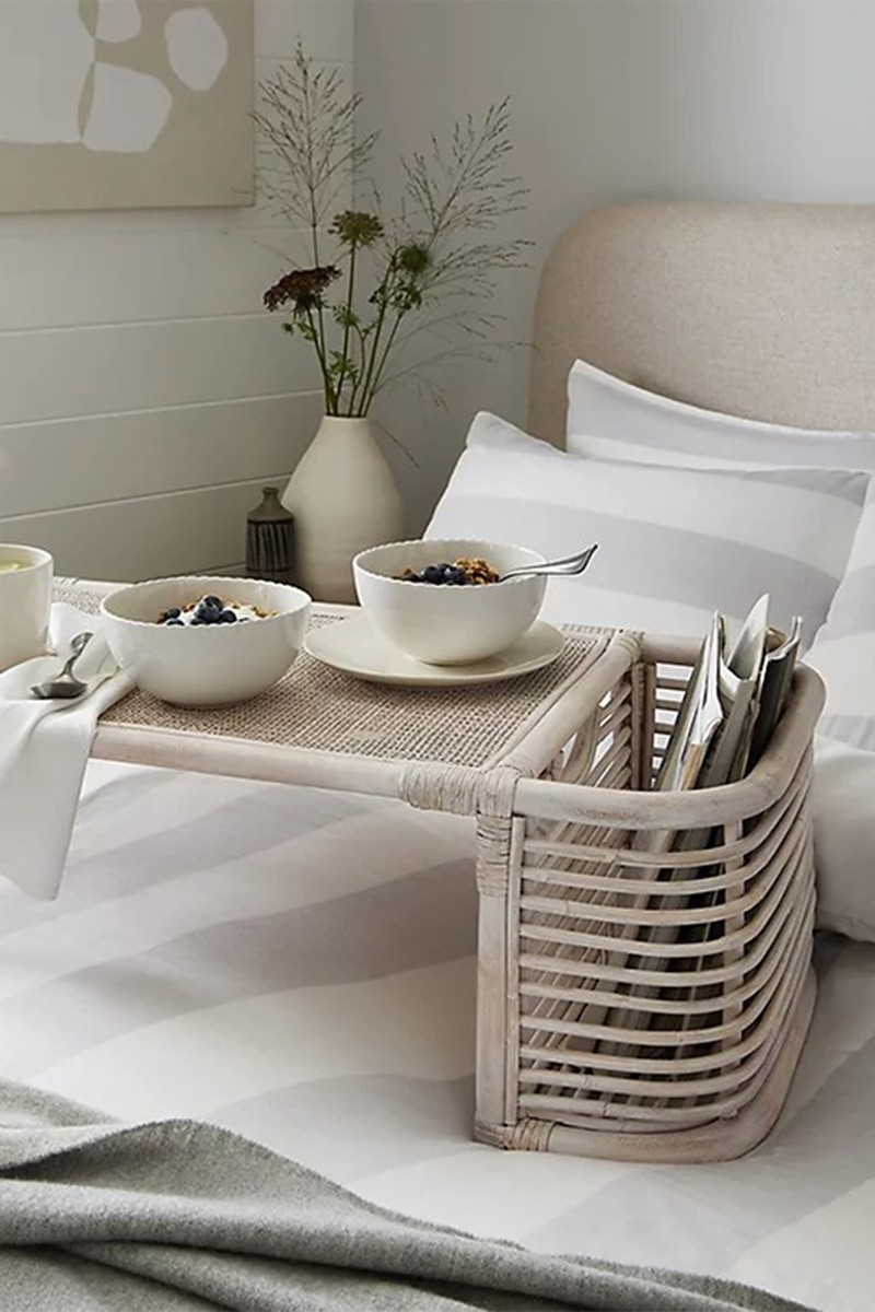 Whitewashed Rattan Breakfast-In-Bed Tray from The White Company
