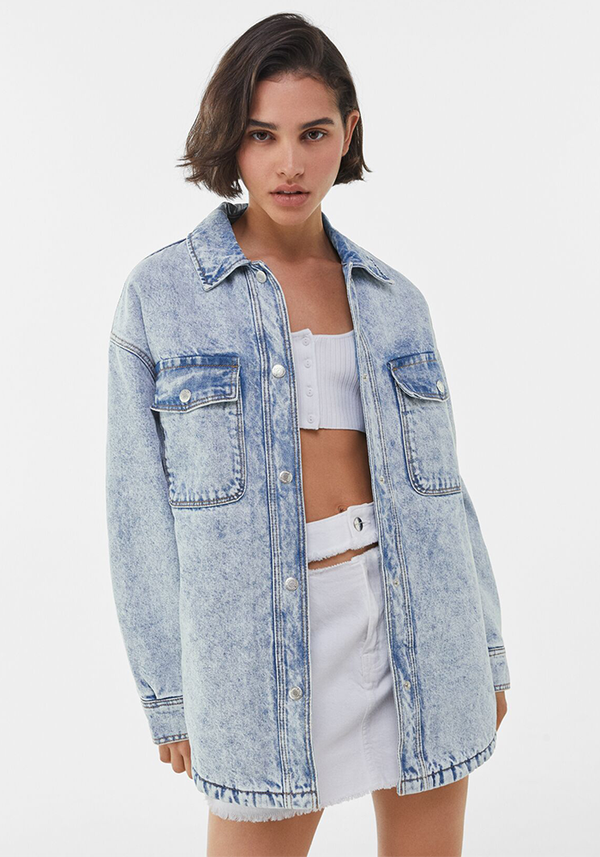 Vintage Oversized Denim Overshirt from Bershka