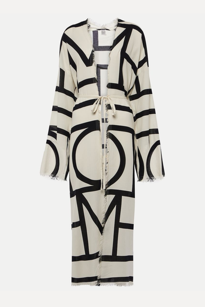 Belted Frayed Printed Organic Cotton Wrap Dress from Toteme