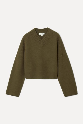 Cropped V-Neck Wool Jumper from COS