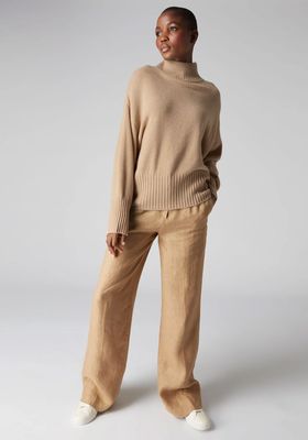 Mock Neck Curved Hem Cashmere Sweater from N.Peal