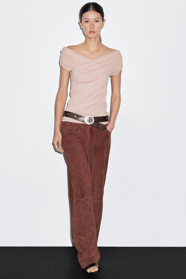 100% Cotton Surplice Boat Neck Top