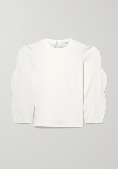 Scalloped Stretch-Jersey Top from Tibi 