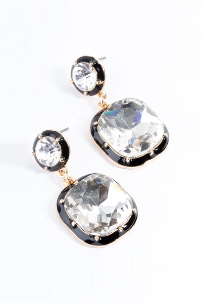 Black Circle Enamel Drop Square Earrings from Lovisa