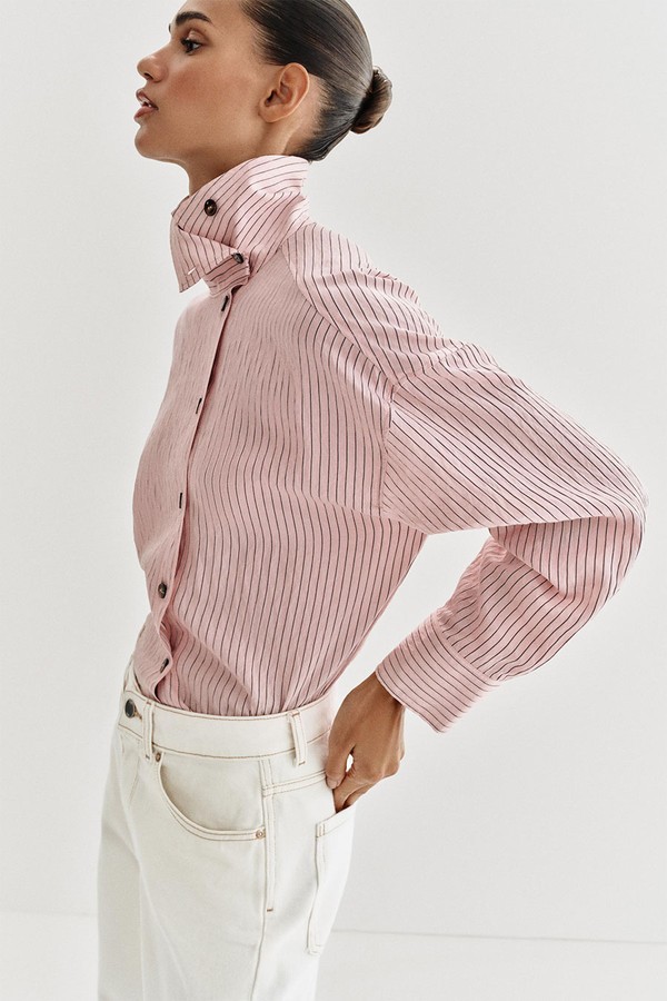 Striped High Neck Shirt from  Zara
