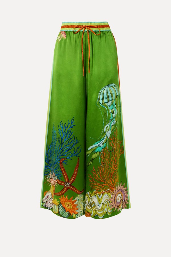 Aquatica Printed Silk-Satin Wide-Leg Pants from ALÉMAIS x Sam Pauletto