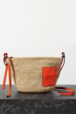 + Paula's Ibiza Pochette Leather-Trimmed Woven Raffia Bag from Loewe