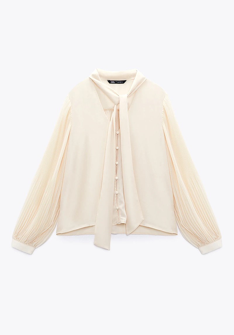 Pleated Blouse With Bow from Zara