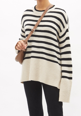 Elongated-Sleeve Striped Virgin Wool-Blend Sweater from Allude