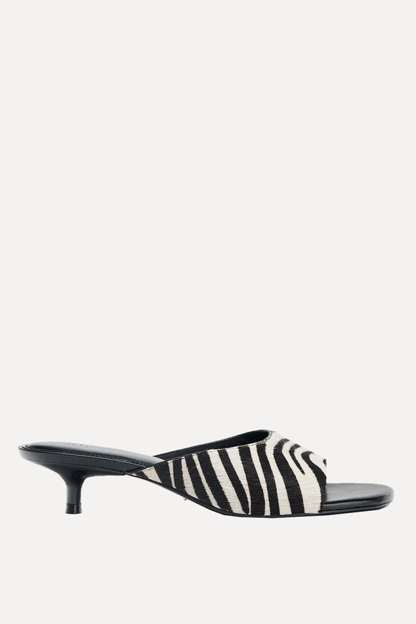 Animal Print Leather Kitten Heel Mules
