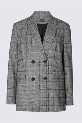 Checked Long Sleeve Blazer from Marks & Spencer