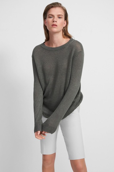 Crew-Neck Sweater In Linen-Viscose