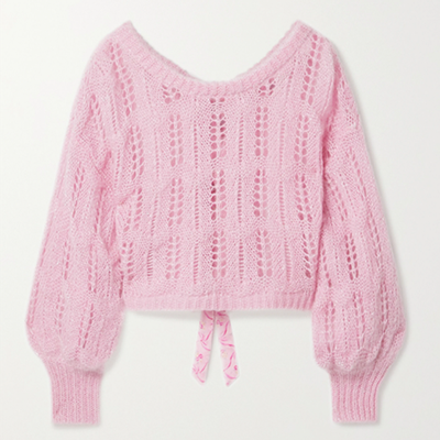 Eugenia Cropped Metallic Open-knit Sweater from LoveShackFancy