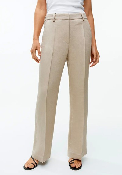 Textured Linen Blend Trousers