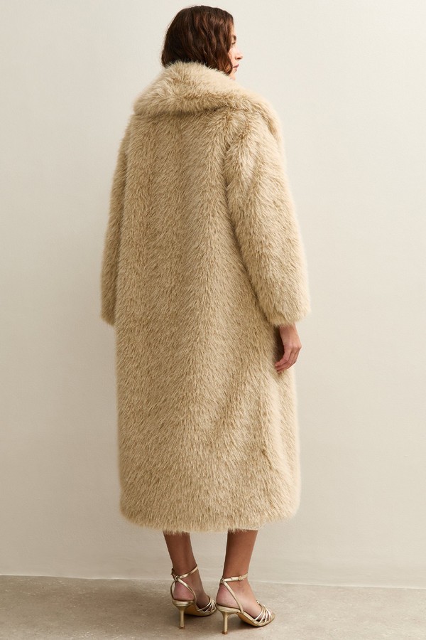 Faux Fur Longline Coat from New Look