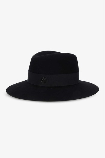 Henrietta Grosgrain-Trim Wool-Felt Fedora from Maison Michel