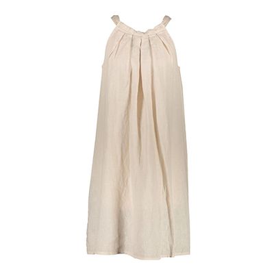 Sand Linen Sleeveless Tie Dress