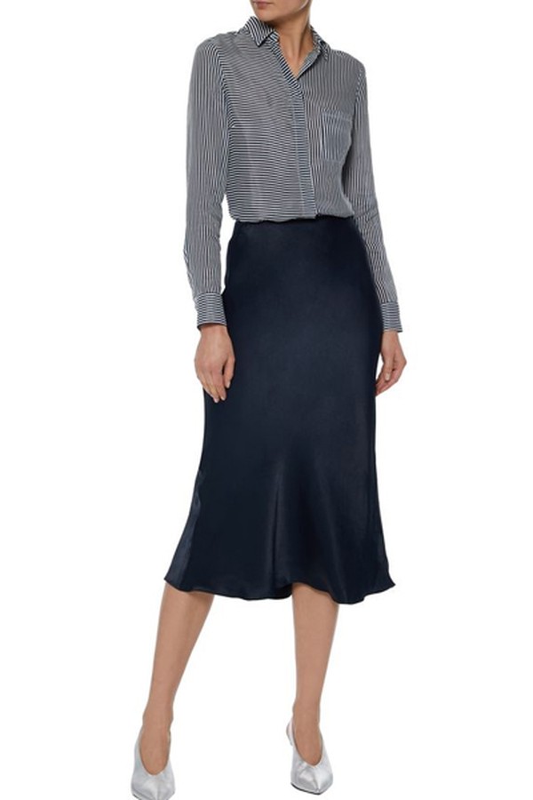 Brooklyn Fluted Sateen Midi Skirt from Iris & Ink