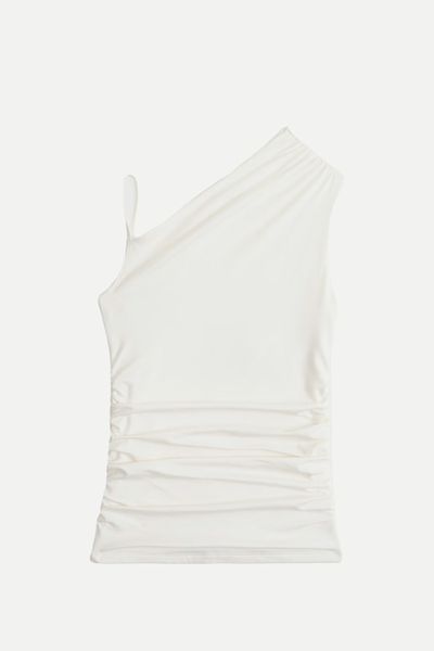 Asymmetrical Ruched Shoulder Top