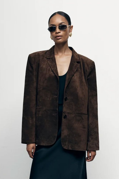 Brown Suede Blazer from De Savary London