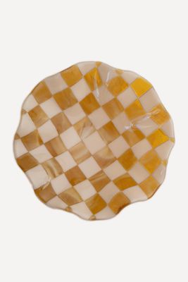 Checkered Glass Wavy Bowl from David Perry Glass Ceramics 