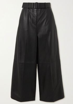 Taja Belted Cropped Leather Wide-Leg Pants from Joseph