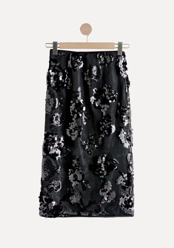 Premium Embellished Sequin Column Skirt*