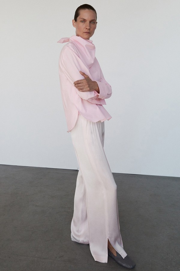 Satin Trousers With Side Openings from Mango