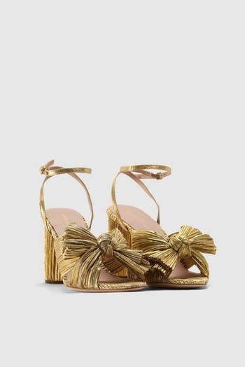 Camellia Knot Gold Heels from Loeffler Randall