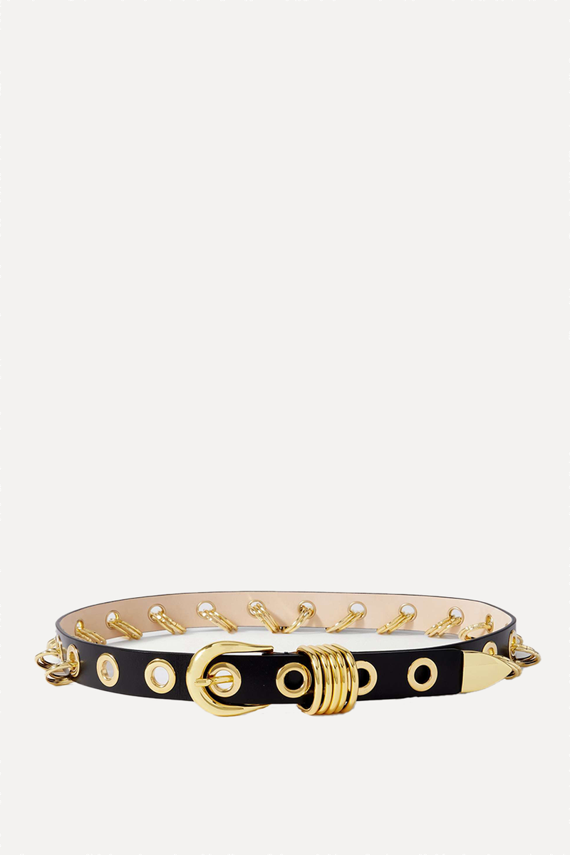 Revenge Ring-Embellished Leather Belt from Déhanche
