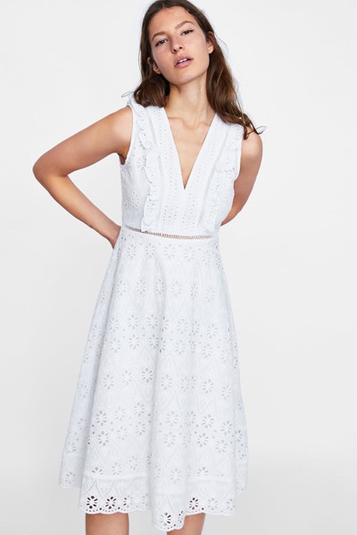 Dress With Cutwork Embroidery from Zara