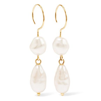 Baroque Gold-Plated Faux Pearl Earrings from Beaufille