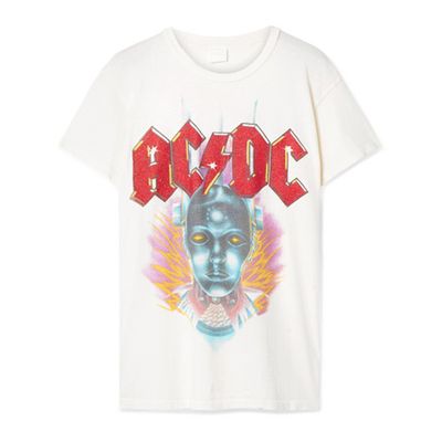 ACDC Distressed Printed Cotton-Jersey T-Shirt from Madeworn 