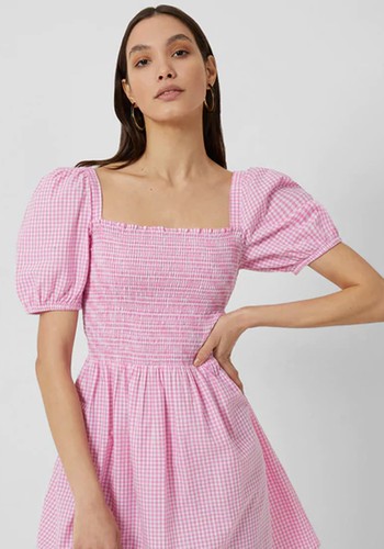 Artina Gingham Smocked Mini Dress