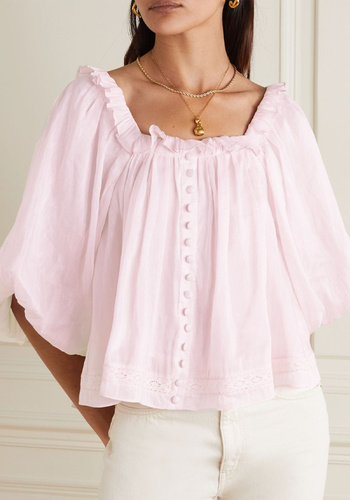 Rylee Crocheted Linen And Silk-Blend Blouse from Joslin